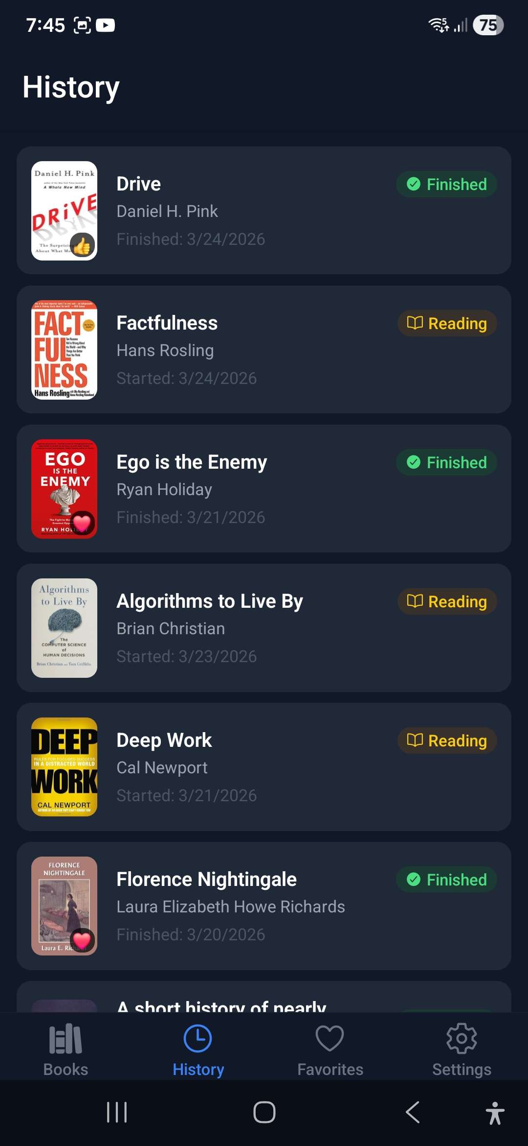 Track your reading history